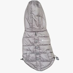 Champion Pet Packable Puffer jacket XS gray hooded small dog